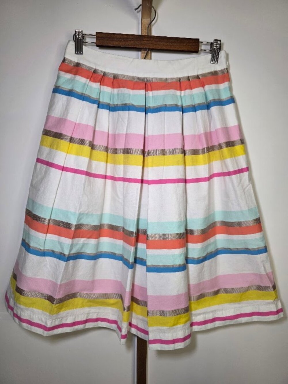 Kate Spade New York Ribbon Cape Stripe Pleated Skirt 6